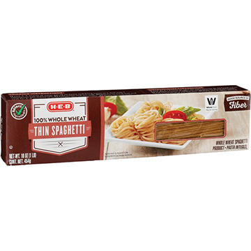 H-E-B 100% Whole Wheat Thin Spaghetti Noodles