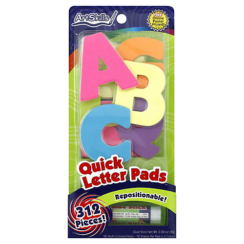 ArtSkills Neon Quick Letter Pads Repositionable Glue Stick 345 pcs