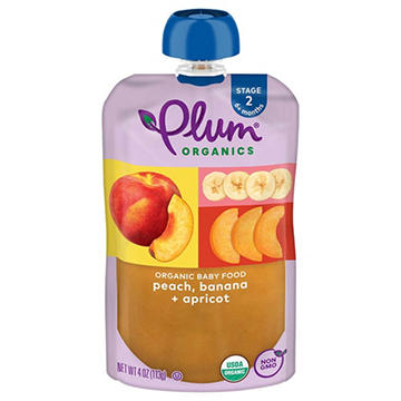 Plum Organics Baby Food Pouch - Peach Banana + Apricot