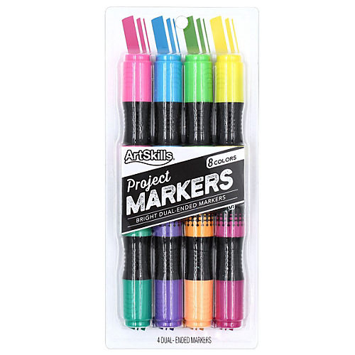 ArtSkills Dual-ended Permanent Poster Markers 8 Colors 4ct Classic