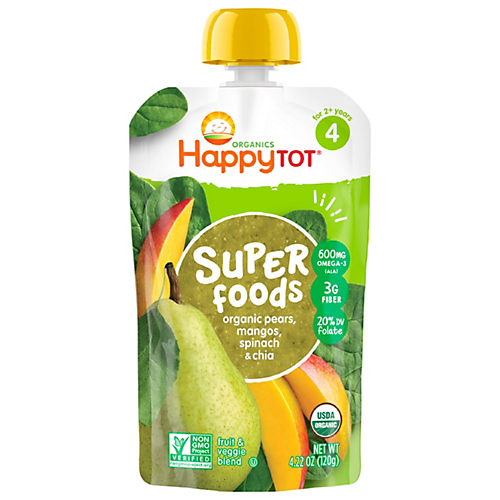 HappyTot® Super Foods Organic Pears Green Beans & Peas Baby Food