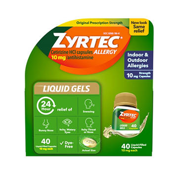 Zyrtec 24 Hour Allergy Relief Antihistamine Capsules