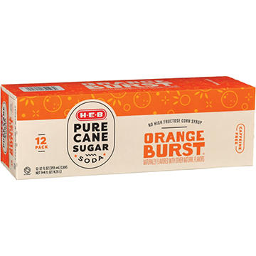 H-E-B Orange Burst Soda 12 pk Cans - Pure Cane Sugar