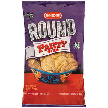 H-E-B Round Yellow Corn Tortilla Chips - Party Size