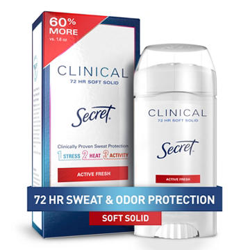 Secret Clinical Strength Soft Solid Antiperspirant And Deodorant - Active Fresh