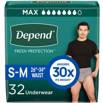Depend Fresh Protection Men's Adult Incontinence Underwear - S/M, Grey