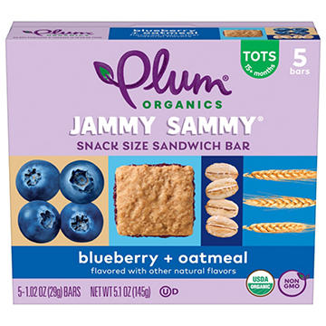 Plum Organics Jammy Sammy Snack Size Sandwich Bars - Blueberry & Oatmeal