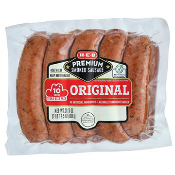 H-E-B Premium Smoked Sausage Links - Original - Texas-Size Pack