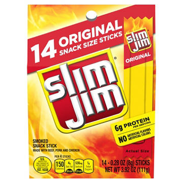 Slim Jim 6g Protein Original Snack-Size Smoked Meat Sticks