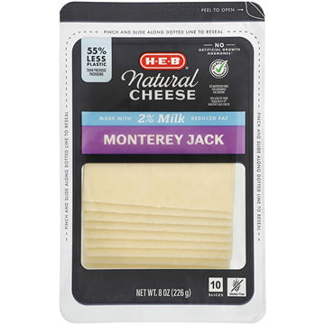 H-E-B Reduced Fat Monterey Jack Sliced Cheese