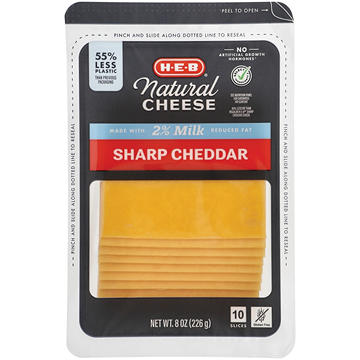 H-E-B Reduced Fat Sharp Cheddar Sliced Cheese