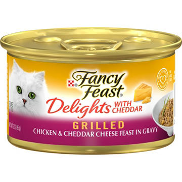 Fancy Feast Purina Delights Wet Cat Food - Cheddar Grilled Chicken and Cheddar Cheese Feast in Gravy