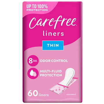Carefree Panty Liners - Thin Liners, Wrapped, Unscented