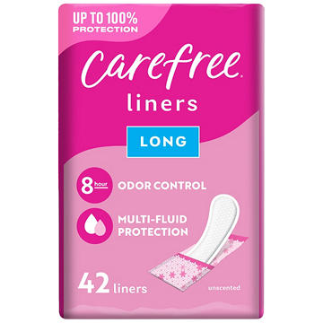 Carefree Panty Liners - Long Liners, Wrapped, Unscented