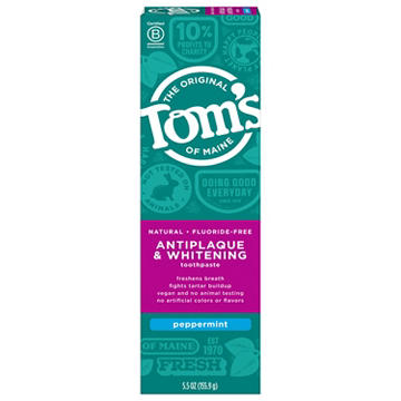 Tom's of Maine Fluoride-Free Antiplaque & Whitening Toothpaste - Peppermint