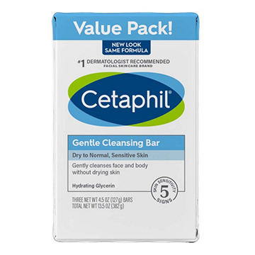 Cetaphil Gentle Cleansing Bar, 3 Pk