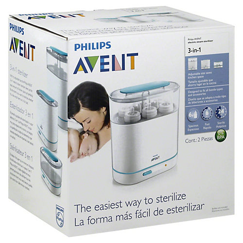  Philips Avent 3-in-1 Electric Steam Sterilizer for Baby  Bottles, Pacifiers, Cups and More : Baby Bottle Sterilizers : Baby