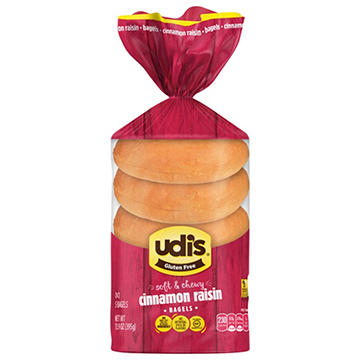 Udi's Gluten Free Cinnamon Raisin Bagels