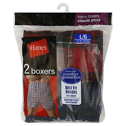 Hanes Men's Classic Plaid Tagless Boxers Large - Shop Underwear at