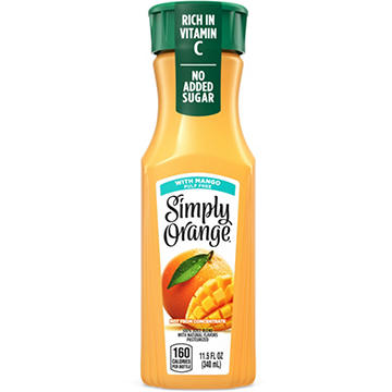 Simply Orange Pulp Free Orange with Mango 100% Juice Blend