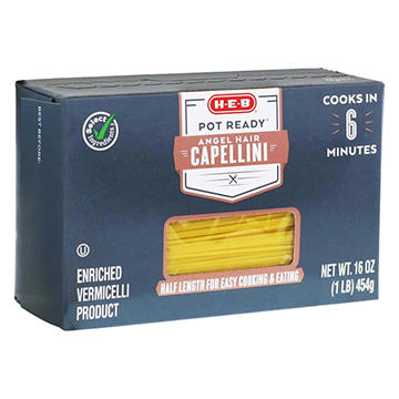 H-E-B Pot Ready Angel Hair Capellini Pasta Noodles