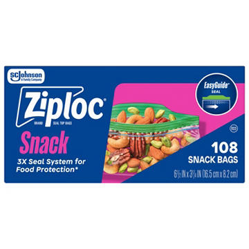 Ziploc Snack Bags with EasyGuide Texture, Grip ’n Seal Technology