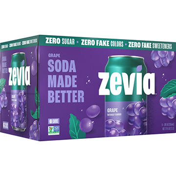Zevia Zero Sugar Grape Soda 6 pk Cans
