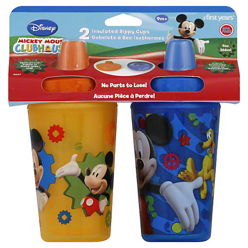  The First Years Disney Mickey Mouse Insulated Sippy Cups, 9  Ounces (Pack of 2) : Beauty & Personal Care