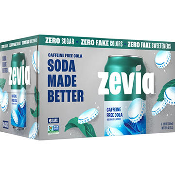 Zevia Zero Sugar Caffeine Free Cola Soda 6 pk Cans