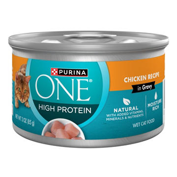 Purina ONE Natural High Protein Cat Food - Chicken Recipe in Wet Cat Food Gravy