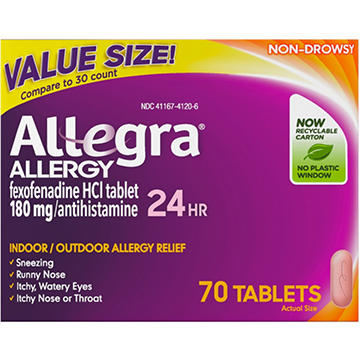 Allegra Adult 24 Hr Allergy Non-Drowsy Antihistamine Tablets