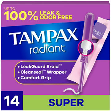 Tampax Radiant Tampons Super Absorbency, Unscented