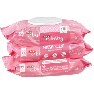 H-E-B Baby Wipes - Fresh Scent, 3 pk