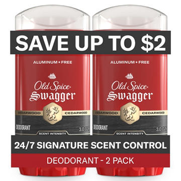 Old Spice Aluminum Free Deodorant for Men, Swagger with Cedarwood, 2 Pack
