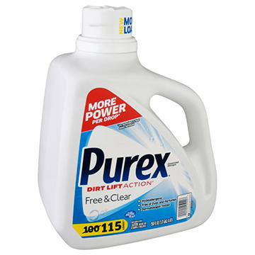 Purex Free & Clear Concentrated HE Liquid Laundry Detergent, 115 Loads