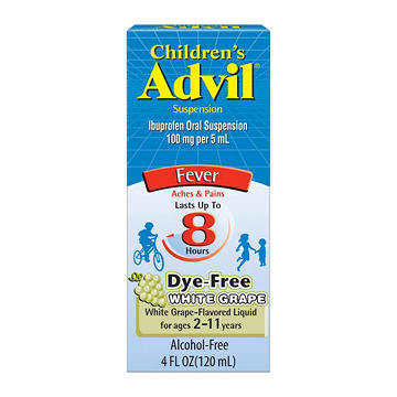 Advil Children's Pain Reliever and Fever Reducer, Dye Free Liquid Children's Ibuprofen for Pain Relief, White Grape
