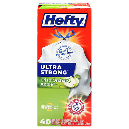 Hefty Ultra Strong Tall Kitchen Trash Bags, Clean Burst Scent, 13 Gallon,  80 Count Clean Burst 80 Count