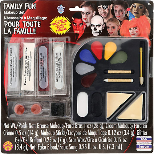  All In One Makeup Kit - 1 Count - Includes Makeup Tray, Cream  Makeup Tube, Stage Blood, Makeup Sticks, Glitter Gel, Scar Wax, Tooth Wax,  & Stipple Sponge Applicators - Perfect
