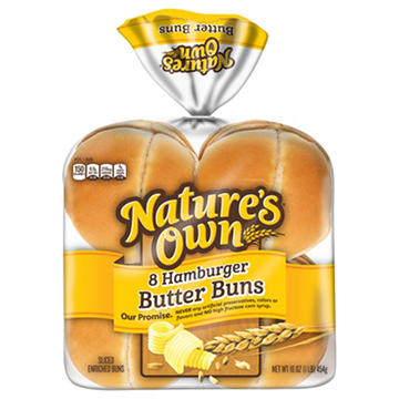 Nature's Own Sliced Hamburger Butter Buns