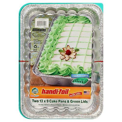 Handi-Foil Fun Colors 13x9 in Cake Pans with Red Lids