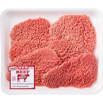 H-E-B Beef Cube Steak Value Pack, USDA Select, 6-7 steaks