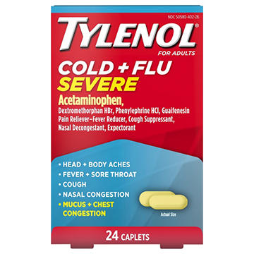 Tylenol Cold Flu Severe Caplets for Multi-Symptom Relief