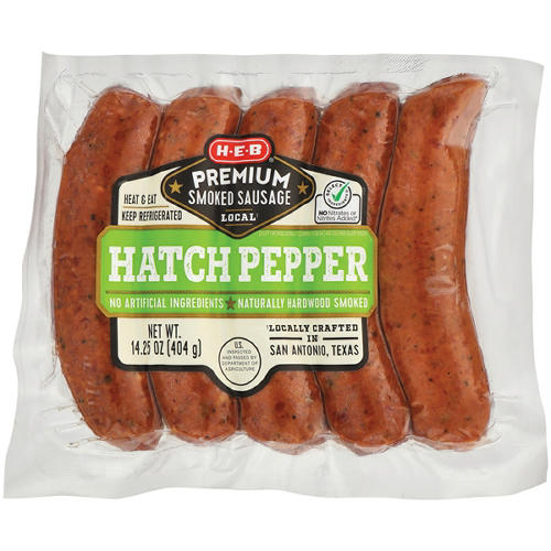 H-E-B Premium Smoked Sausage Links - Hatch Chile Pepper, 5 ct