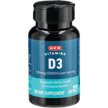 H-E-B Vitamins D3 125 mcg (5,000 IU) Softgels