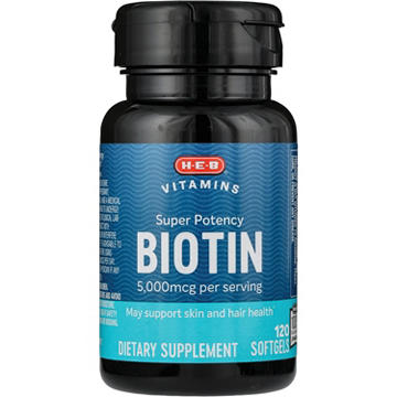 H-E-B Vitamins Super Potency Biotin 5,000 mcg Softgels