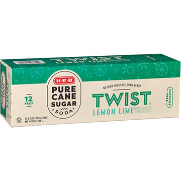 H-E-B Twist Lemon Lime Soda 12 pk Cans - Pure Cane Sugar