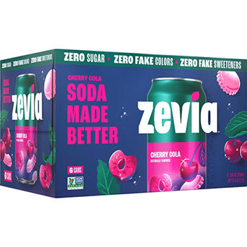 Zevia Zero Sugar Cherry Cola Soda 6 pk Cans
