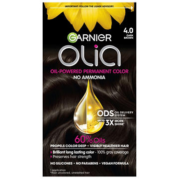 Garnier Olia Oil Powered Ammonia Free Permanent Hair Color 4.0 Dark Brown
