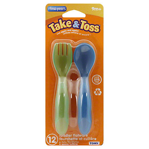 Re Play Made in USA 8pk Toddler Feeding Utensils Spoon and Fork Set, Made  from BPA