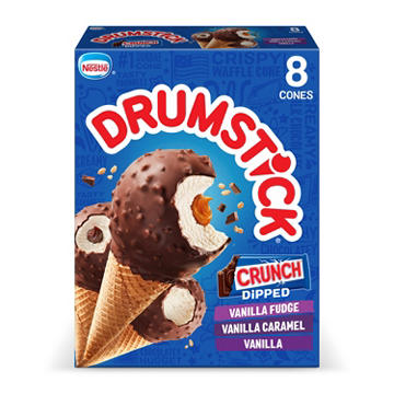 Nestle Drumstick Crunch Dipped Sundae Cones Variety Pack - Fudge, Caramel & Vanilla